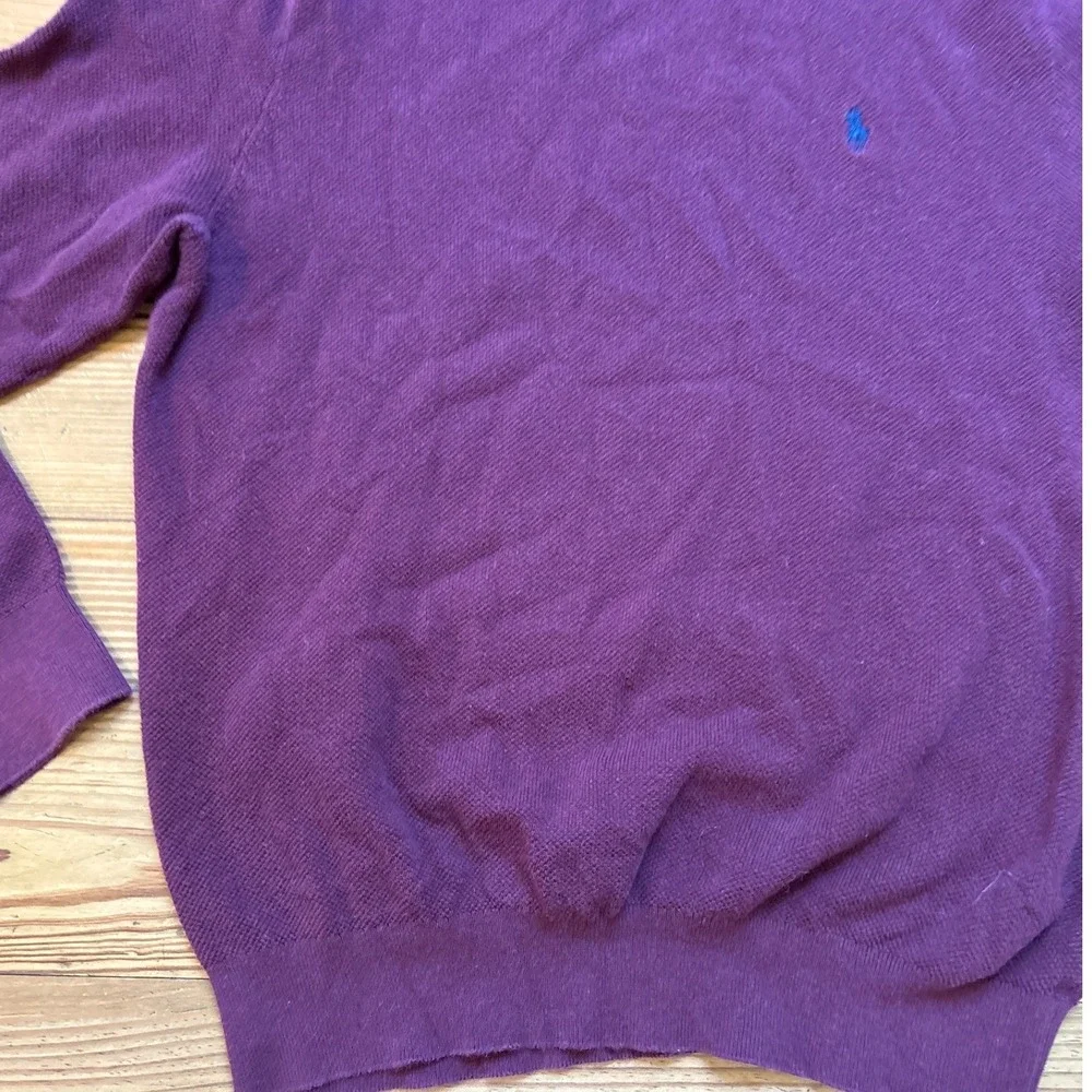 Polo Ralph Lauren Sweater Mens Burgundy Pima Cotton Crewneck Knit‎ SIZE L